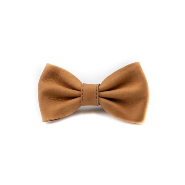 Leather Bow Tie Handmade Genuine Adjustable Antique Brass One Size Alt