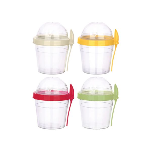 Transparent Food Container Cereal Cup With Spoon AP-9445