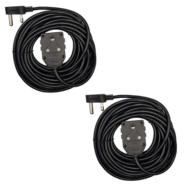 2 PACK: 10m Black Heavy Duty 16A Extension Electrical Lead / Cable