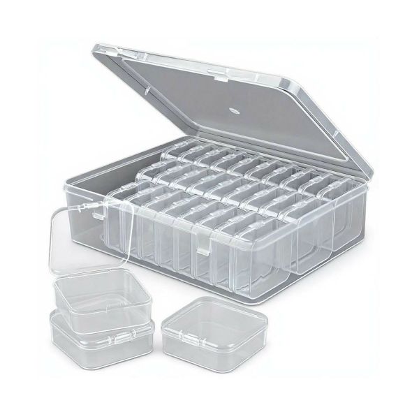 Small Jewelry Bead Organizer Box Plastic Craft Bead Storage Boxes 30 Piece