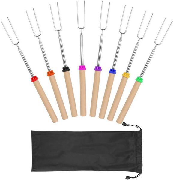 Marshmallow Telescopic Roasting Forks with Wood Handle