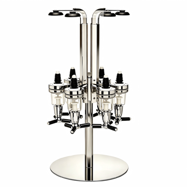 6 Bottle Liquor Dispenser, Revolving Whiskey Bottle Dispenser Holder