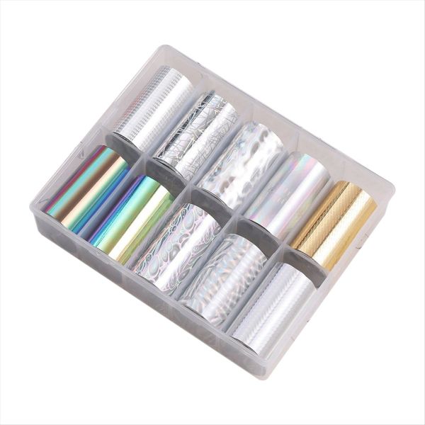 10 Rolls Nail Foils Polish Stickers Metal Color Starry Paper