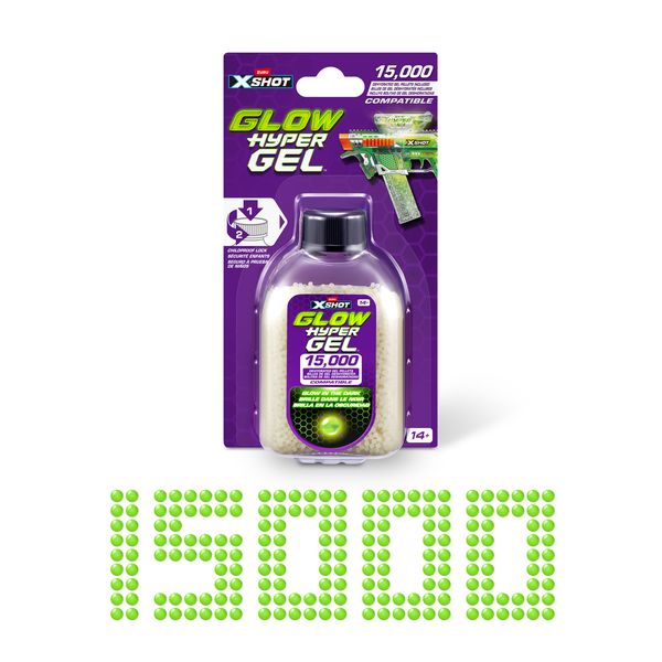 XShot Hyper Gel Glow Pellet Refill Pack (15,000 Hyper Gel Pellets) by Zuru