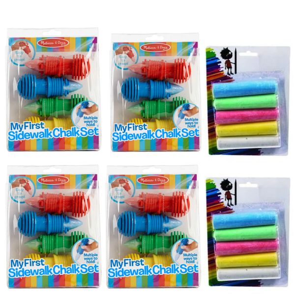 Melissa &amp; Doug Sidewalk Chalk Set - 4 Pack plus 10 refill Chalk Sticks