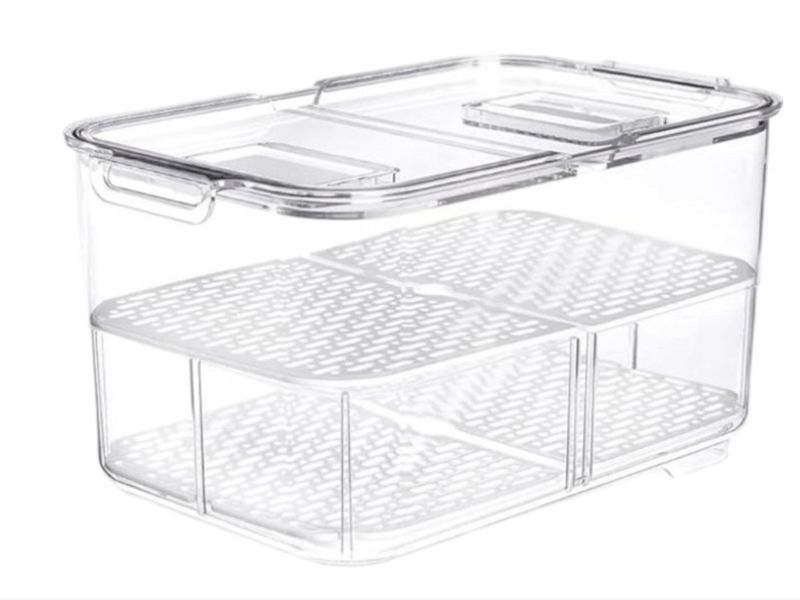 Plastic Vegetable Fruit Storage Boxes Fridge Organizer With Foldable Lid