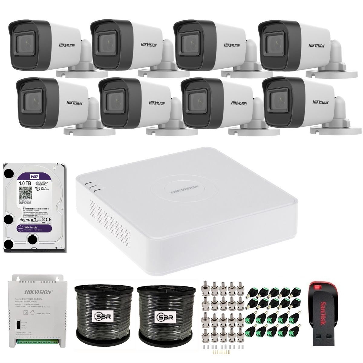 Hikvision 8 Channel 1080P 2MP Complete Kit - New Model