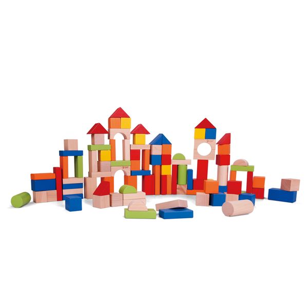 Classic World Wooden Building Blocks with Sorting Lid: 100 Pieces