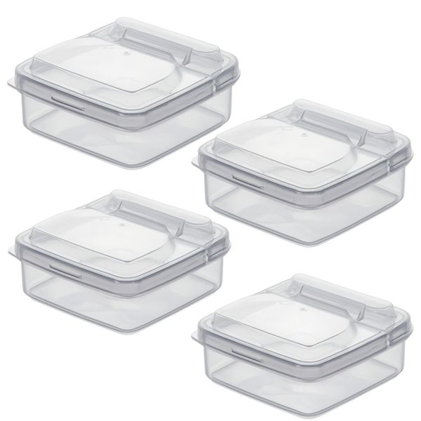 4 Pack - Flip-Lid Cheese Fresh-Keeping Storage Boxes - Transparent