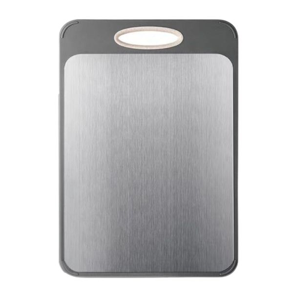 Double Sided Stainless Steel Wheat Straw Cutting Board - Silver