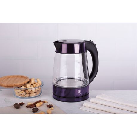 purple color glass electric kettle with