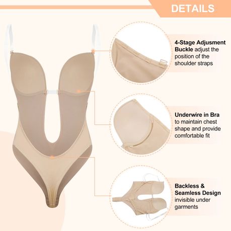 Women Bodysuit Backless Shapewear Tummy Control Slim Body Shaper Top Padded  Bras