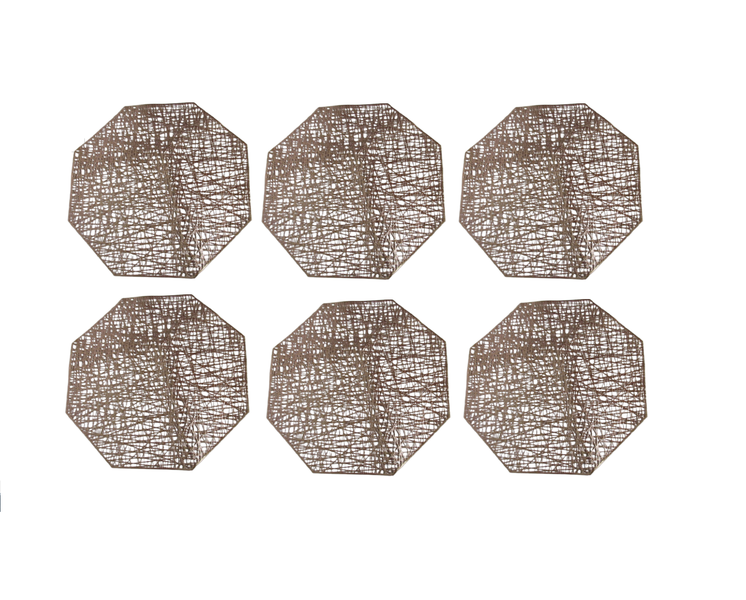 Placemat 6 Piece 38cm Hexagon Copper - Kitchen Essentials