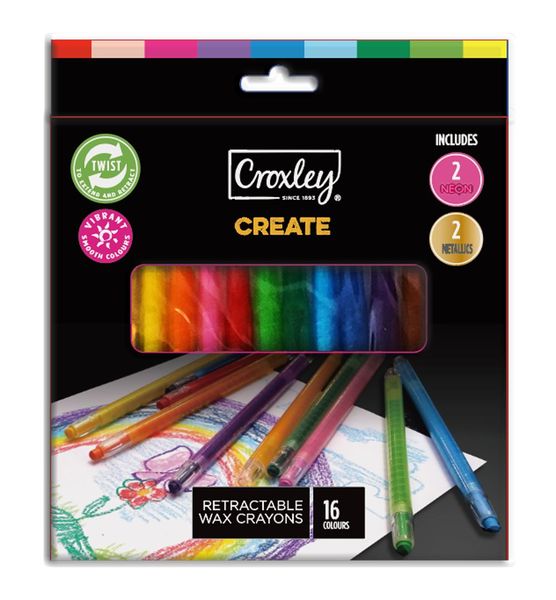 CROXLEY Create Retractable Wax Crayons 16's