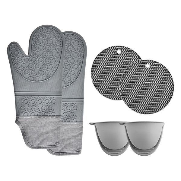 6 Piece Silicone Heat-Insulating Gloves Mat Set for Baking and Anti-Scalding