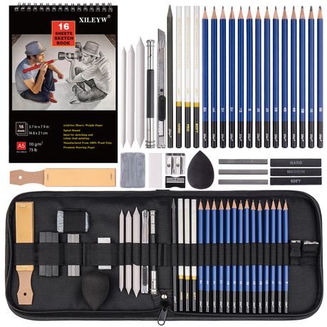 36-In-1 Charcoal and Graphite Sketch Set with Sketchbook
