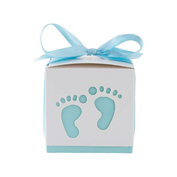 10pcs Blue Footprint Design Baby Shower Gift Box - Blue/White