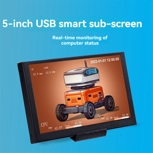 5-Inch Usb-C Sub-Screen Chassis Ips Computer Graphics Chassis White