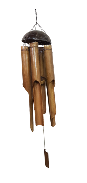 Bamboo Wind Chime Coconut Husk Handmade in Bali Plain - 50cm Long