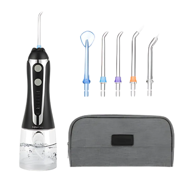 H2ofloss Aqua Jet Portable Water Flosser &amp; Oral Irrigator, Bag - Black