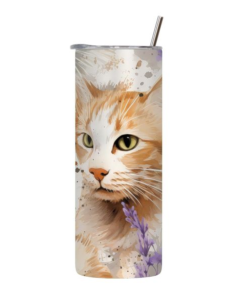 Lavender Ginger 20 Oz Tumbler Lid Straw Cat Lovers Graphic Gift 136
