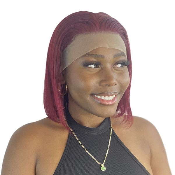 10" Straight Hair Frontal Lace Wig - # Red- 13A Grade