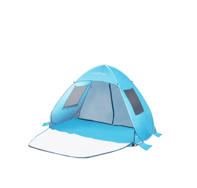 Pop Up Beach Tent - with Windows - Extendable Side/Floor - Fits 4 People