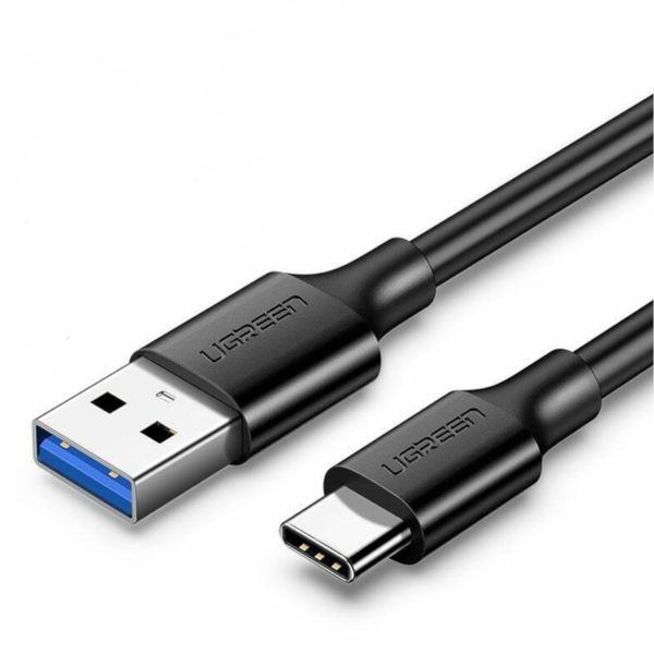 UGREEN Type-C to USB 3.0 Cable 1m - Fast Charging 3A, 5Gbps Sync - Black