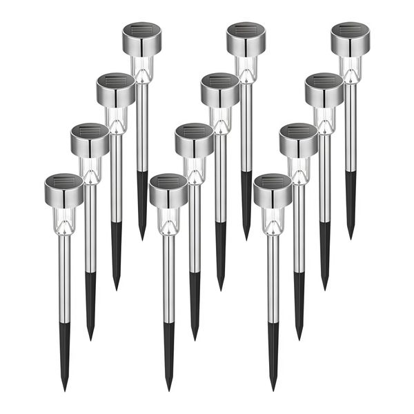 Kingdushi 12Pack Solar Outdoor Lights, Waterproof Stainless Steel