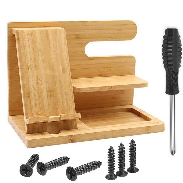Desktop Wooden Dock Station for Watch Phone Key Multifunctional Organizer