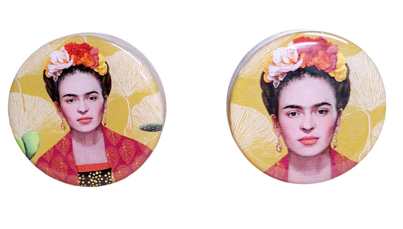 2 Doorknobs with Frida Kahlo in Pretty Red