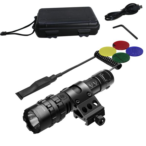 Tactical LED Bulb Tactical Hunting Torch with Barrel Mount &amp; Remote