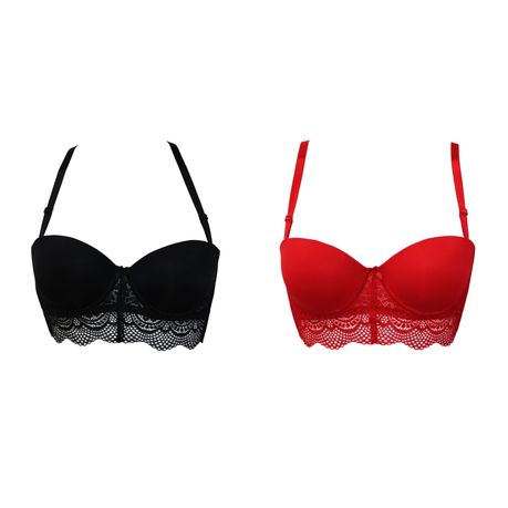 Women's Push Up Strapless Brassiere Convertible Underwire Thick Padded Multiway  Bra