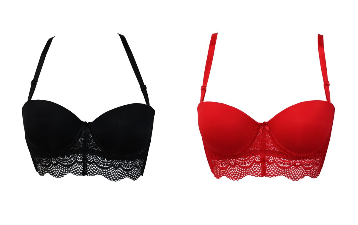 Fabulous One Strapless Bra,Plus Size Invisible Strapless Push Up  Bra,Non-Slip Wirefree Bra with Detachable Shoulder Strap (5XL, Red)