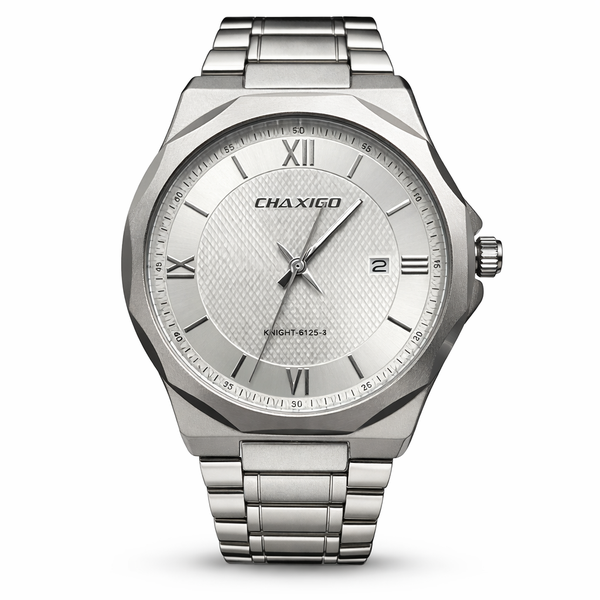 Chaxigo Silver, White Formal Watch For Men