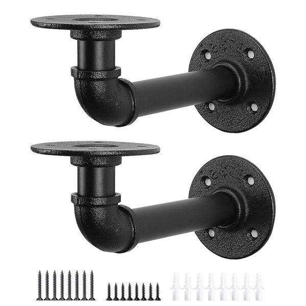 Chenshia 2PC Heavy Duty L-Shaped Iron Shelf Brackets Wall Mount 27Kg-Load