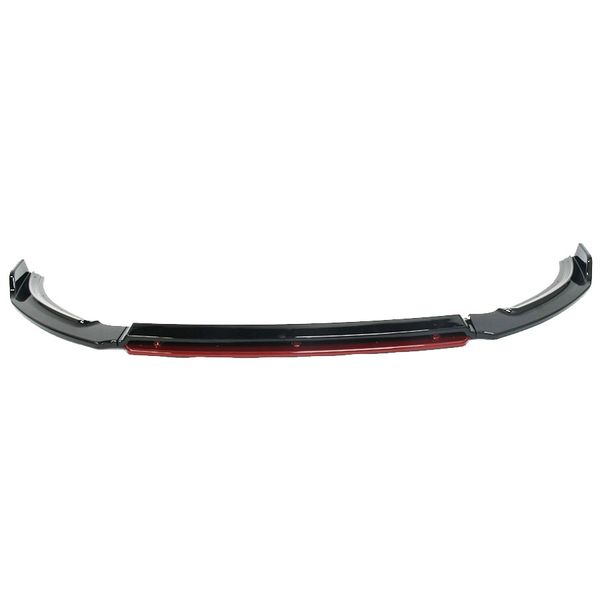 Front Spoiler Compatible With VW Polo AW 2018+ - Gloss Black with Red Lip