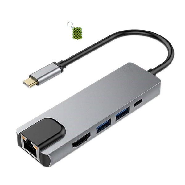 USB Hub with Ethernet Port and Dual USB 2.0 Ports: + Key Holder