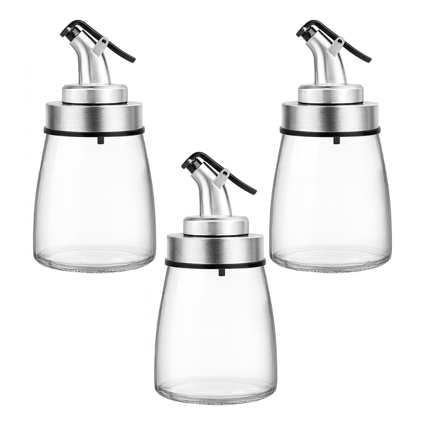 3 Pack - Glass Oil Seasoning Bottle - Transparent