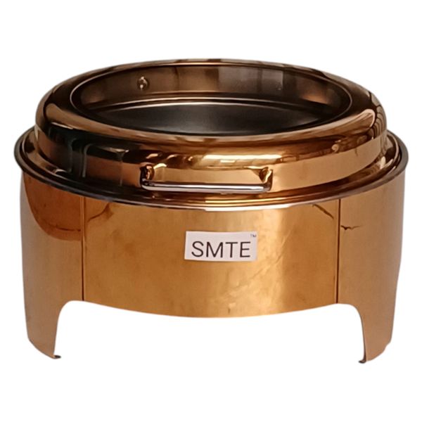 SMTE 3001 Gold Round Chafing Dish with Slow Down Lid - 9 Litre Capacity