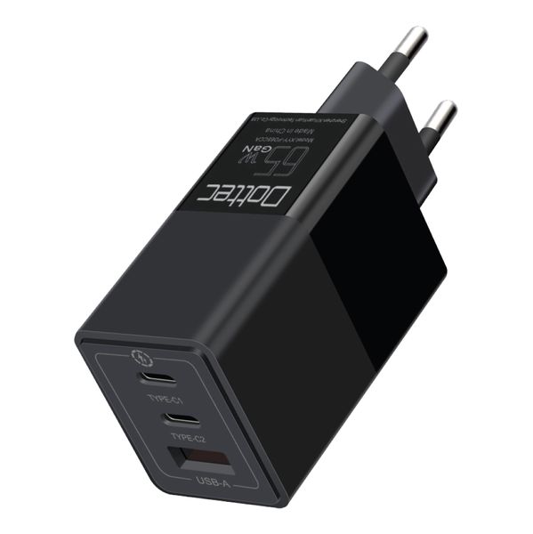 Dottec 3-Port 65W Ultra Fast Charger - USB-C and USB-A - GaN Power Adapter