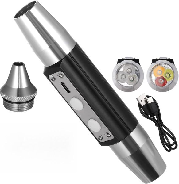 6-Led Dual-Head Rechargeable Flashlight for Gemstone &amp; Jewelry Inspection