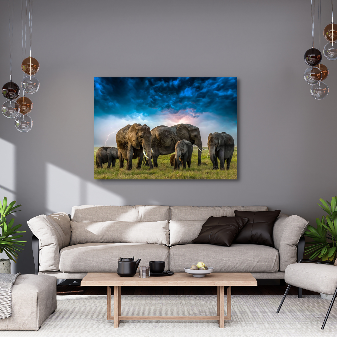 Canvas Wall Art - African Elephant Herd Artwork