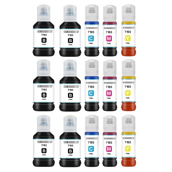 INKWAREHOUSE EPSON 103 /T103 Compatible inks Multipack X 3 + 3 X 103 BLACK