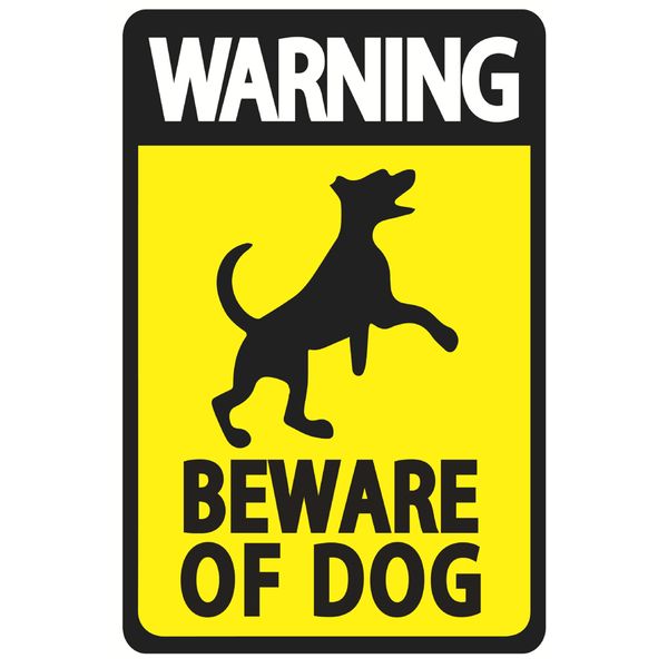 Decor Pet Metal Tin Signs Wall Picture Beware of the Dog Yellow 30cm