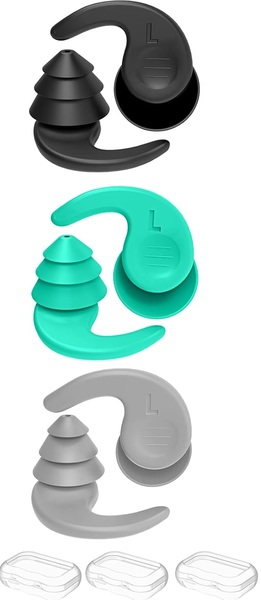 Swimming Ear Plugs for Adults,3 Pairs Waterproof Reusable Silicone Earplugs