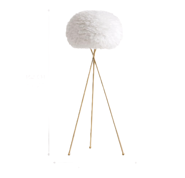 Expees -Floor Lamp for Living Room | Gold Stand with White Feather Shade