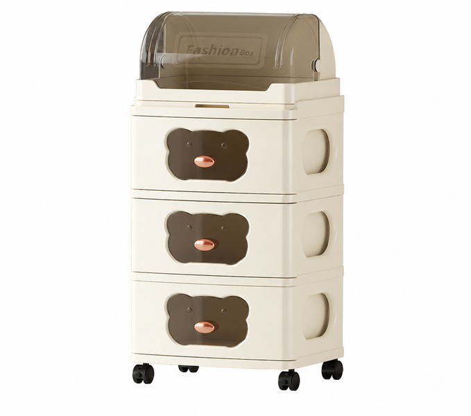 Cartoon Bear Design Baby Cabinet with Feeding Bottle Organizer