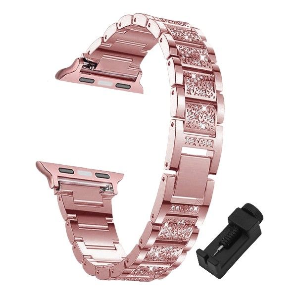 Rhinestone Watch Strap with Link Remover - Rose Pink