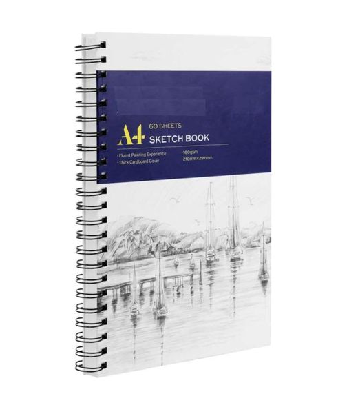 Side Binding A4 Sketch Art Book - Blue/White